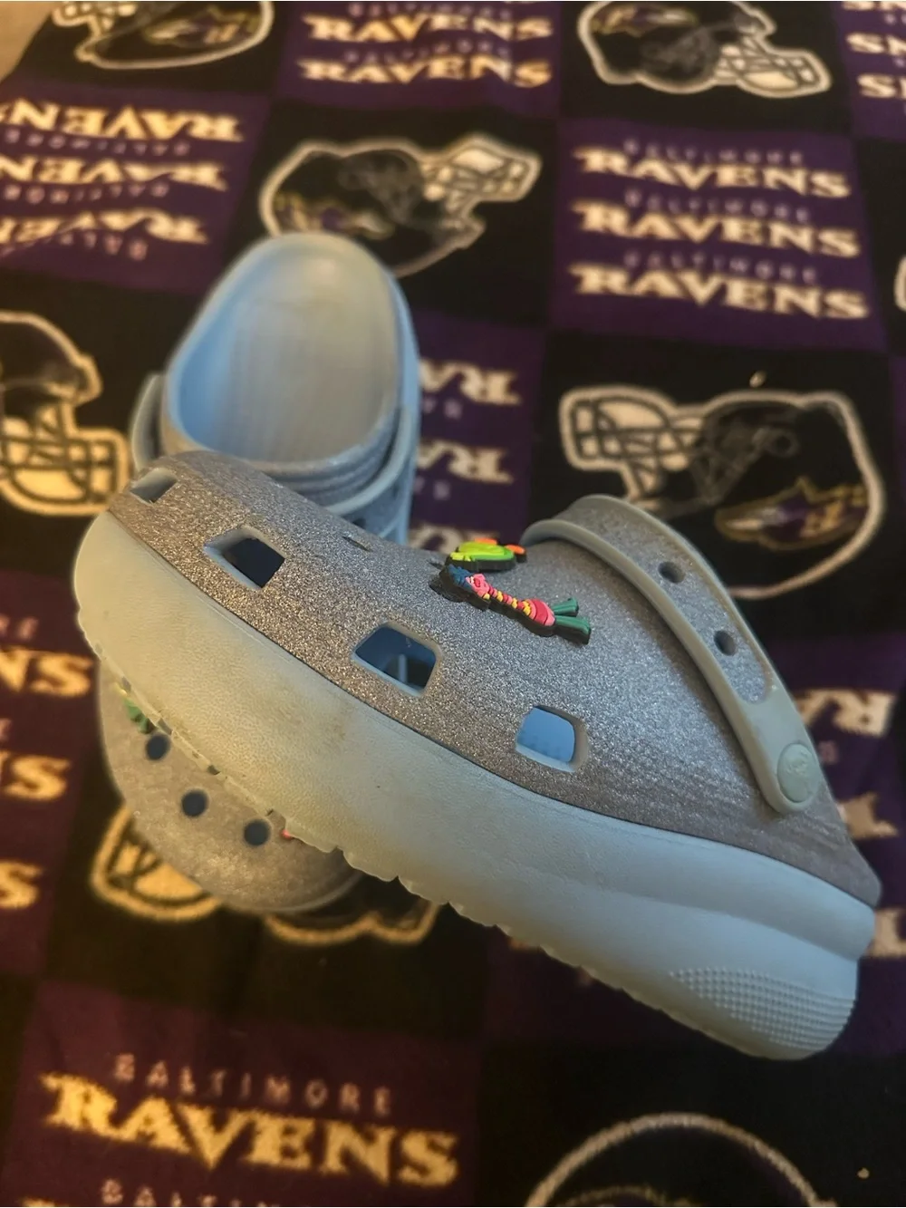 Kids Glitter Clog Shoes - Silver